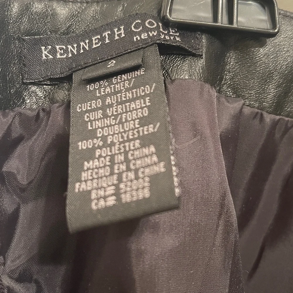 Kenneth Cole Black Leather Pencil Skirt